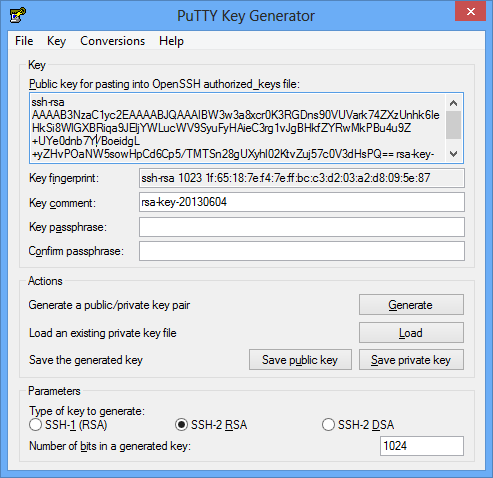 Generate ssh key putty